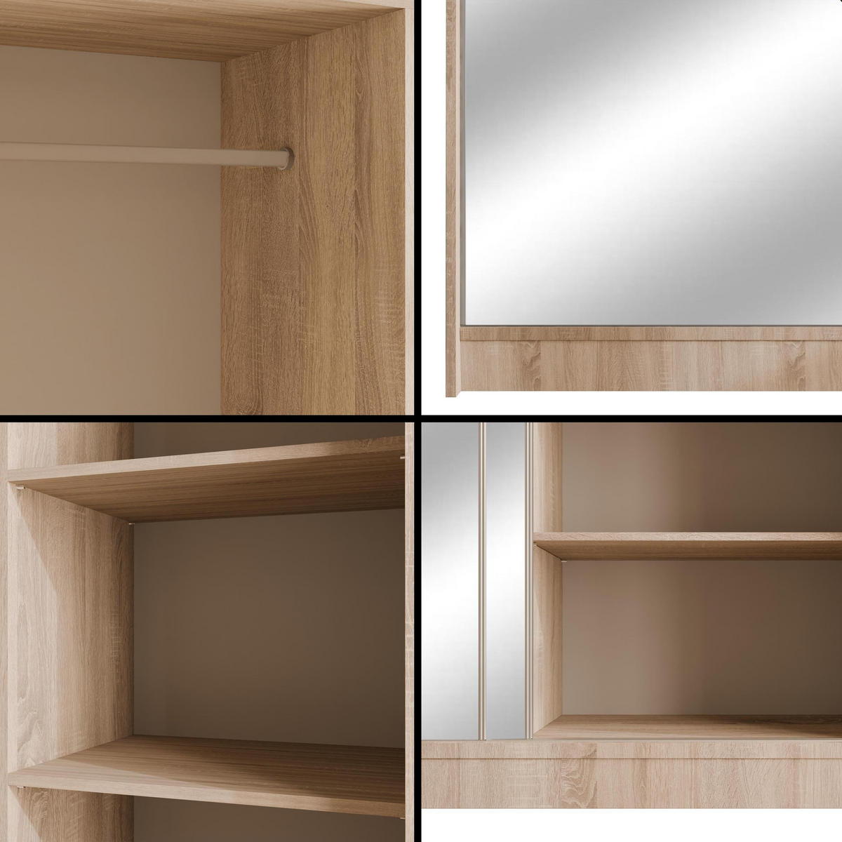 KLEIDERSCHRANK AMOHA - 250 cm - Sonoma Eiche - Sonoma Eiche, Holzwerkstoff (250/215/61cm) - ALTDECOR