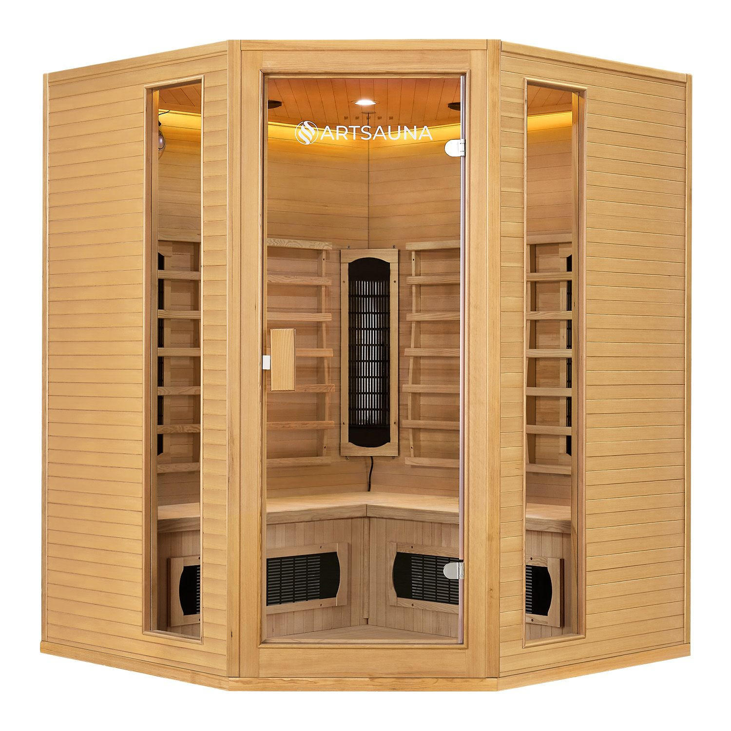 INFRAROTKABINE Nyborg E150K mit Keramik-, Flächenstrahler & Hemlockholz - Naturfarben, Holz (150/190/150cm) - Artsauna