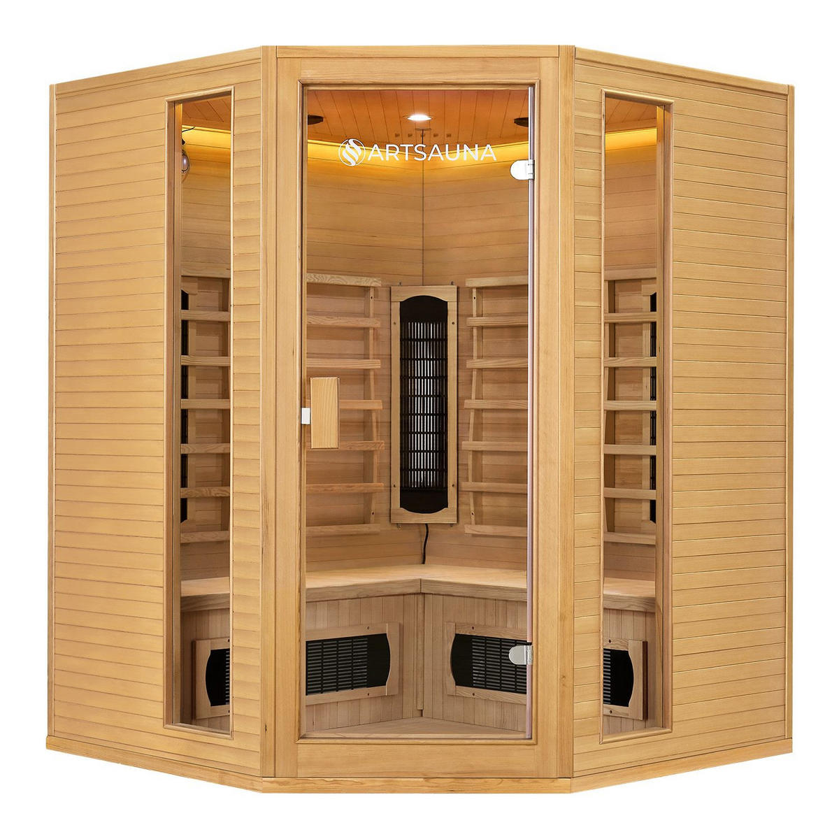 INFRAROTKABINE Nyborg E150K mit Keramik-, Flächenstrahler & Hemlockholz - Naturfarben, Holz (150/190/150cm) - Artsauna
