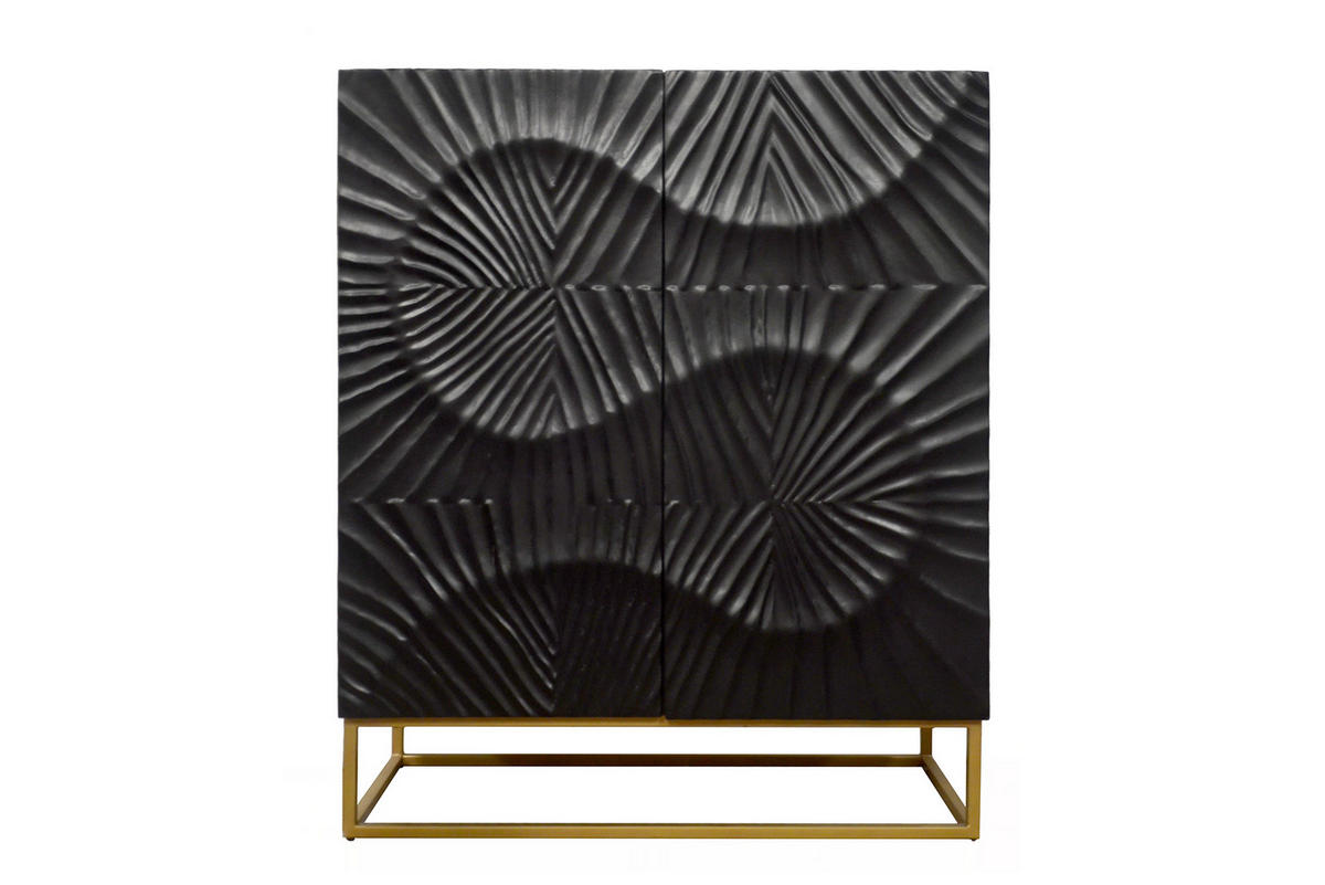 HIGHBOARD SCORPION Mango Schwarz 120 cm - Goldfarben/Schwarz, Holz/Metall (100/120/38cm) - riess-ambiente