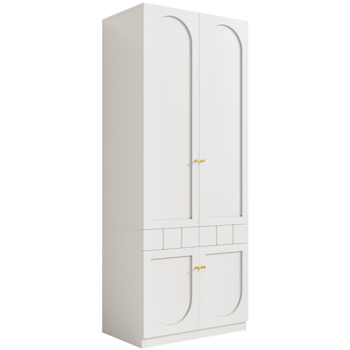 GARDEROBENSCHRANK Moderner Kleiderschrank mit Doppeltüren, grifflosem Design, Schubladen, Stauraum, Weiß, Faserplatte - Weiß, Holzwerkstoff/Metall (80/200/50cm) - EVRYAE