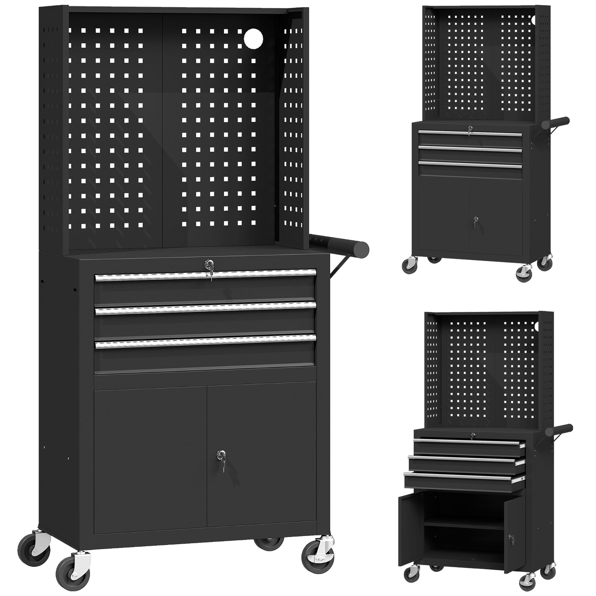 WERKZEUGSCHRANK Stahl Schwarz - Schwarz, Metall (33/133/69cm) - HOMCOM