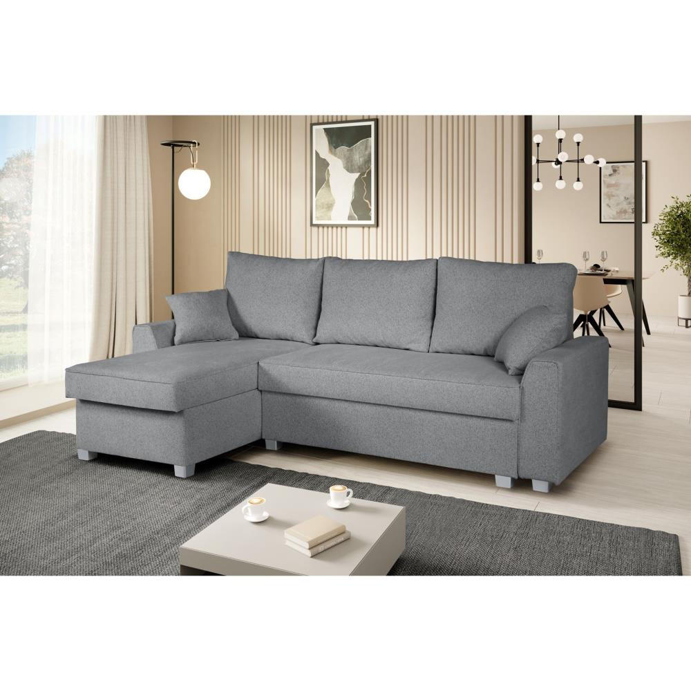ECKSCHLAFSOFA Teramo grau - Schwarz/Grau, Kunststoff/Textil (235/150cm) - Beautysofa