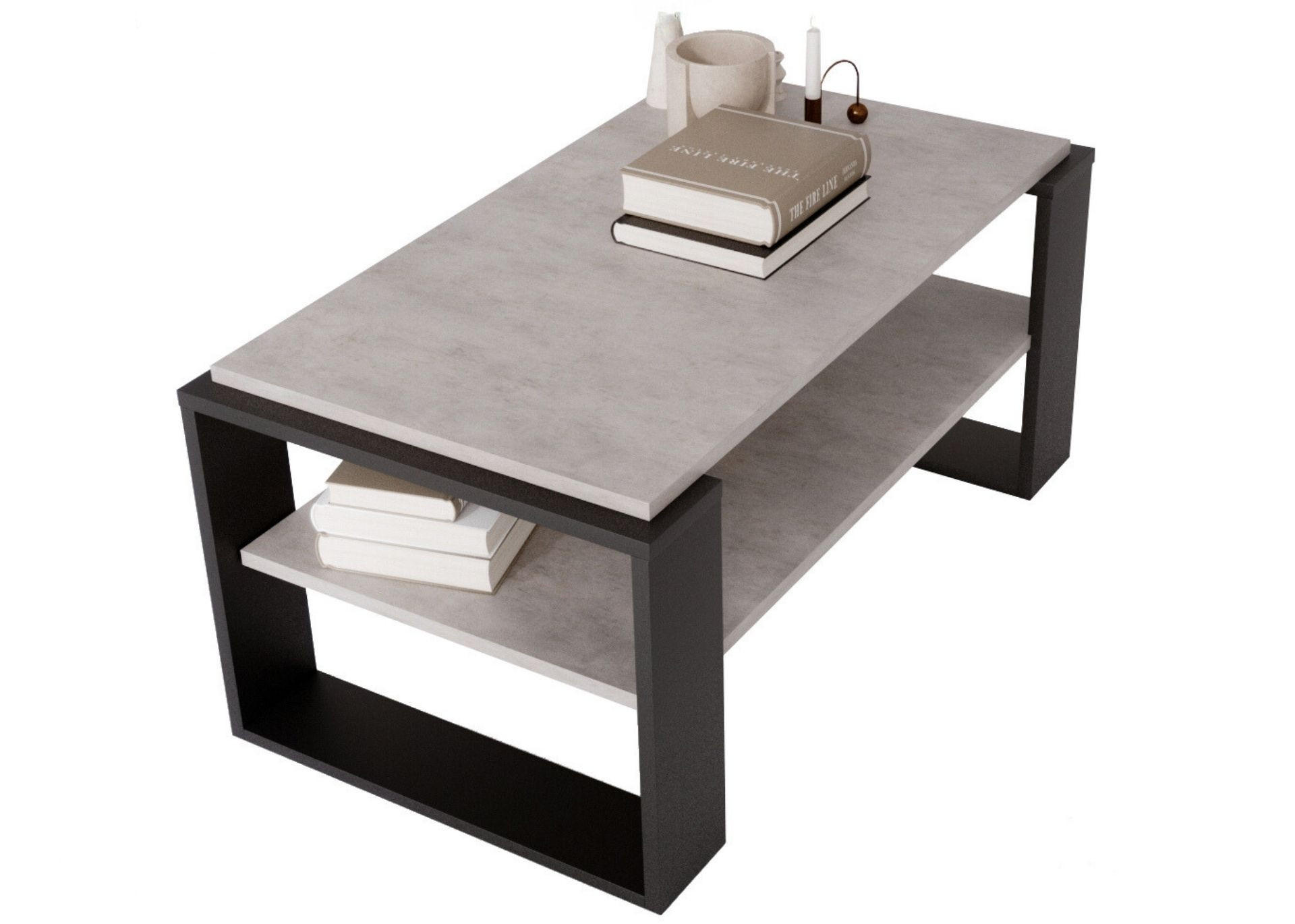 COUCHTISCH Holzwerkstoff rechteckig stabil Grau 42/54/96cm - Schwarz/Grau, Holzwerkstoff (53.8/96/42cm) - CraftPAK