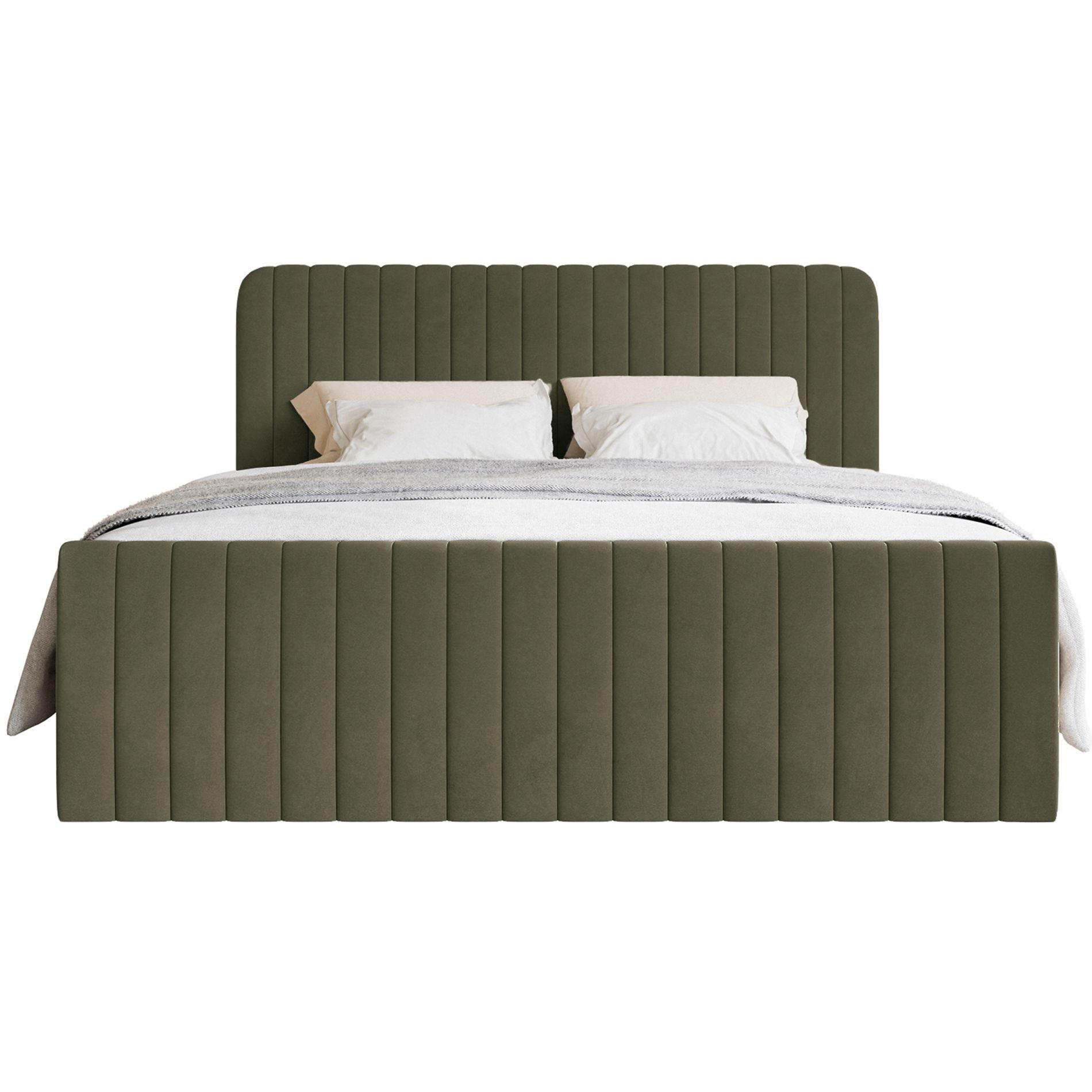 BOXBETT Saliano mit Topper und Samtbezug Olivgrün, 180x200 cm - Olivgrün, Kunststoff/Textil (180/200cm) - Selsey