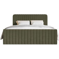 BOXBETT Saliano mit Topper und Samtbezug Olivgrün, 180x200 cm - Olivgrün, Kunststoff/Textil (180/200cm) - Selsey