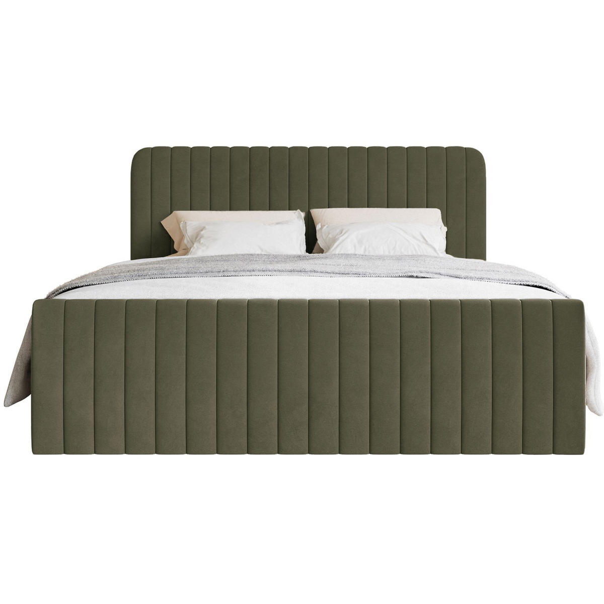 BOXBETT Saliano mit Topper und Samtbezug Olivgrün, 180x200 cm - Olivgrün, Kunststoff/Textil (180/200cm) - Selsey
