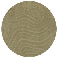 WOLLTEPPICH Wellen Abstrakt, Wohnzimmer Olivegrün Rund 160x160 - Grün, Textil (160/160cm) - KADIMA DESIGN