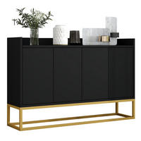 SIDEBOARD 4-türig 120 x 30 x 80 cm Schwarz mit verstellbaren Einlegeböden - Schwarz, Holzwerkstoff (120/80/30cm) - Meubliv