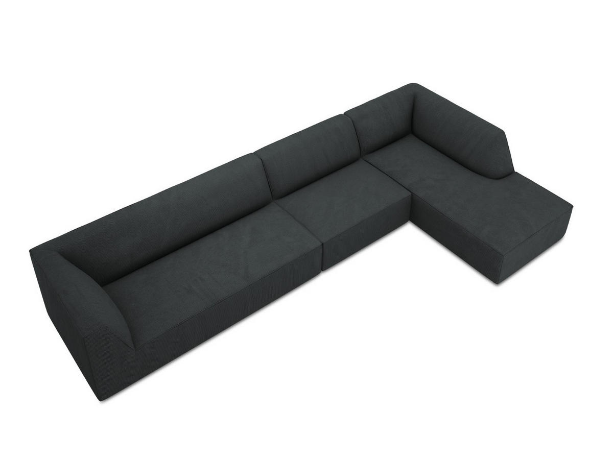 ECKSOFA rechts Ruby aus Cord schwarz 5 Sitzplätze - Schwarz, Textil (180/366cm) - Micadoni