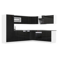KÜCHE L-Form JULIE, mit Arbeitsplatten, Schwarz Hochglanz - Schwarz Hochglanz, Holz (460/204/60cm) - B BELINI GROUP