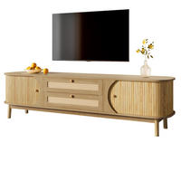 LOWBOARD 170/39,5/46 cm aus Holzwerkstoff und Massivholz mit Rattanfronten Natur - Eichefarben, Holzwerkstoff (170/46/39.5cm) - Modenvie