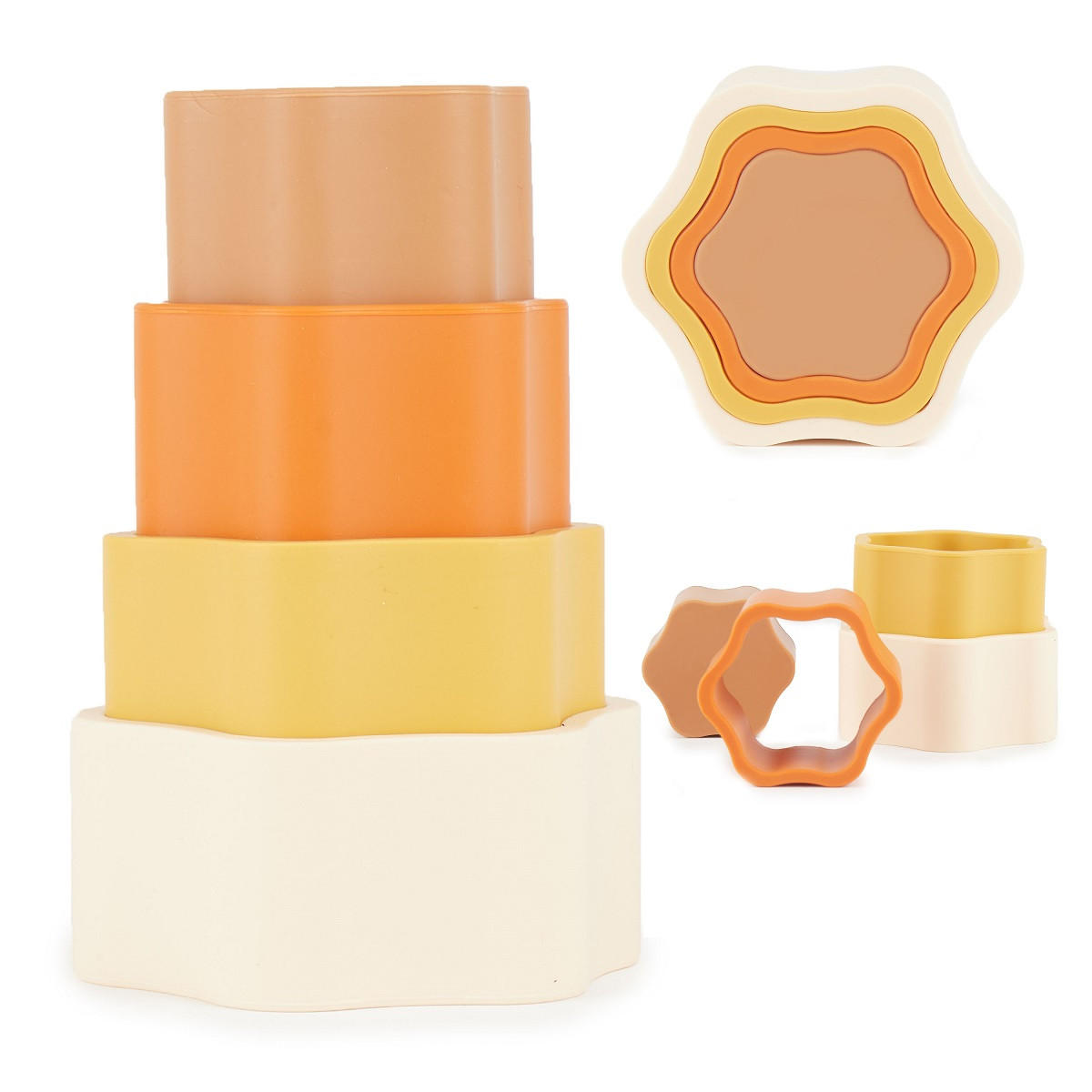 STAPELSPIEL Stapelturm Silikon - ab 6 Mo - Multicolor, Kunststoff (86/86cm) - Bieco Spielwaren