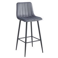 BARHOCKER 1 Stück dunkelgrauer Velours, gepolsterte Rückenlehne, bequemes und modernes Design für Küche oder Theke - Grau, Textil (43/104/36cm) - Best For Home