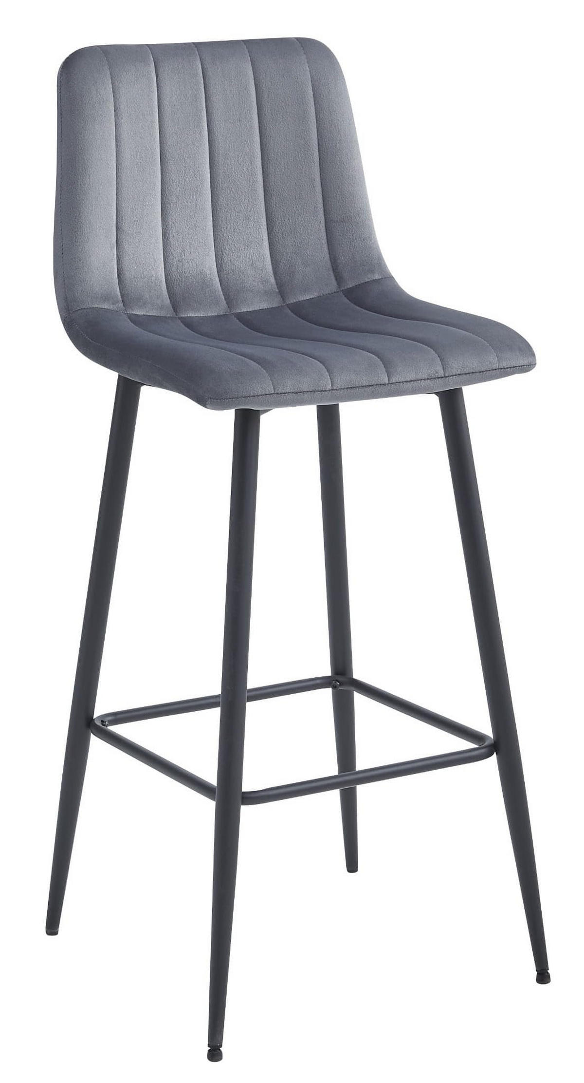 BARHOCKER 1 Stück dunkelgrauer Velours, gepolsterte Rückenlehne, bequemes und modernes Design für Küche oder Theke - Grau, Textil (43/104/36cm) - Best For Home