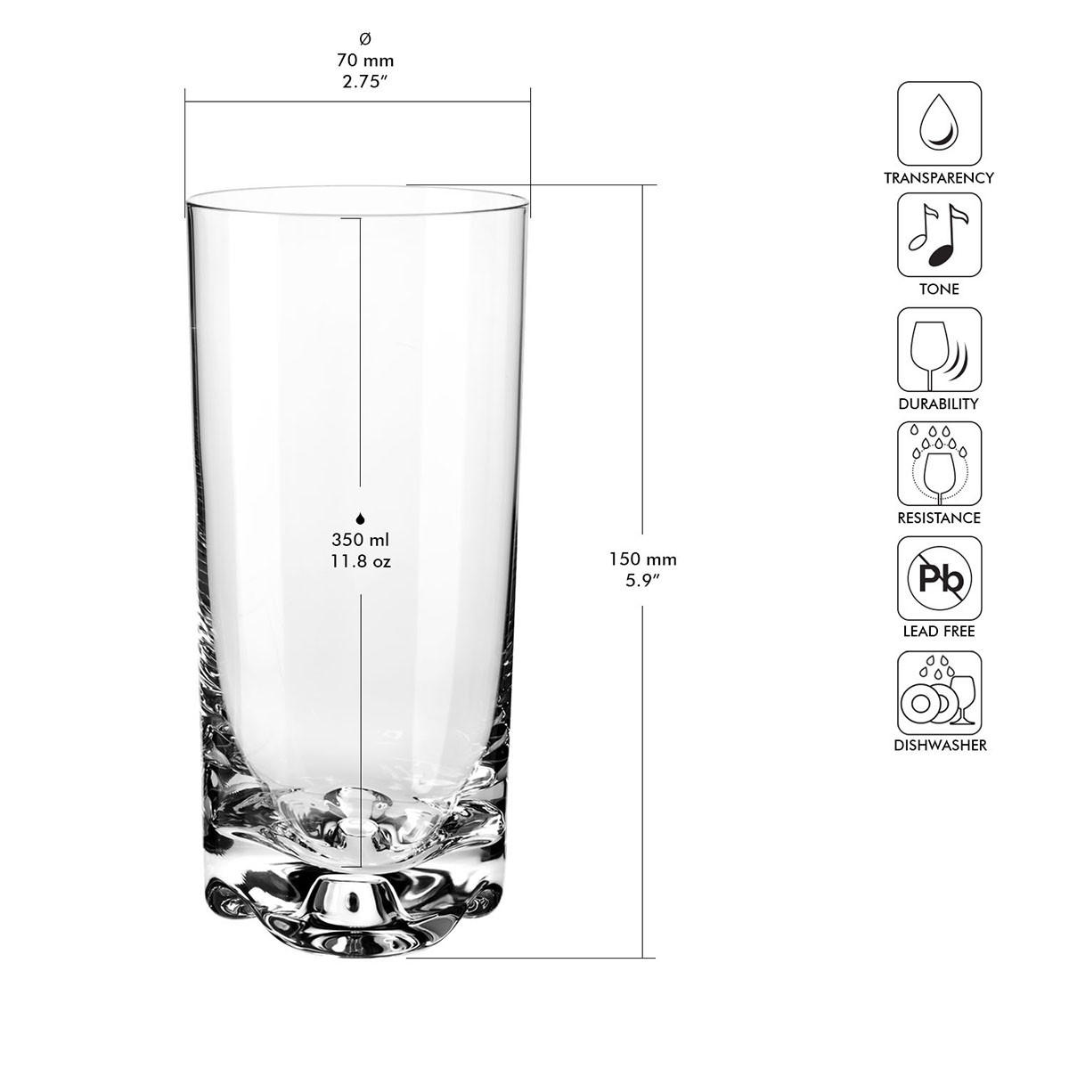 LONGDRINKGLÄSER Mixology, 6er-Set, 340 ml - Transparent, Glas (0.34L) - Krosno Glass