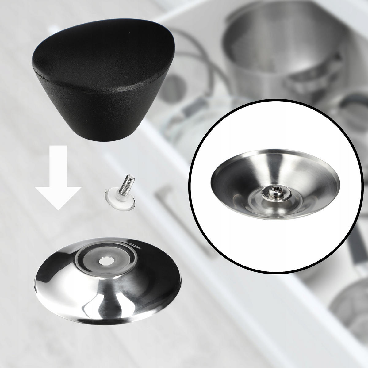 DECKEL mit schwarzem Griff, 28 cm - Transparent, Glas/Kunststoff (28cm) - KADAX