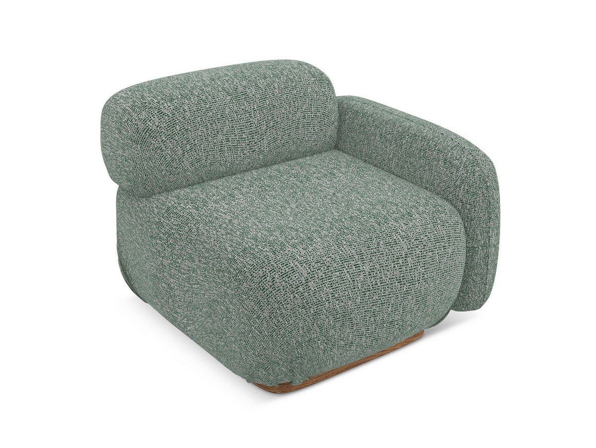 SOFAELEMENT Rechts Strukturstoff Stoff Grün - Braun/Hellgrün, Holz/Textil (95/73/95cm) - Makamii