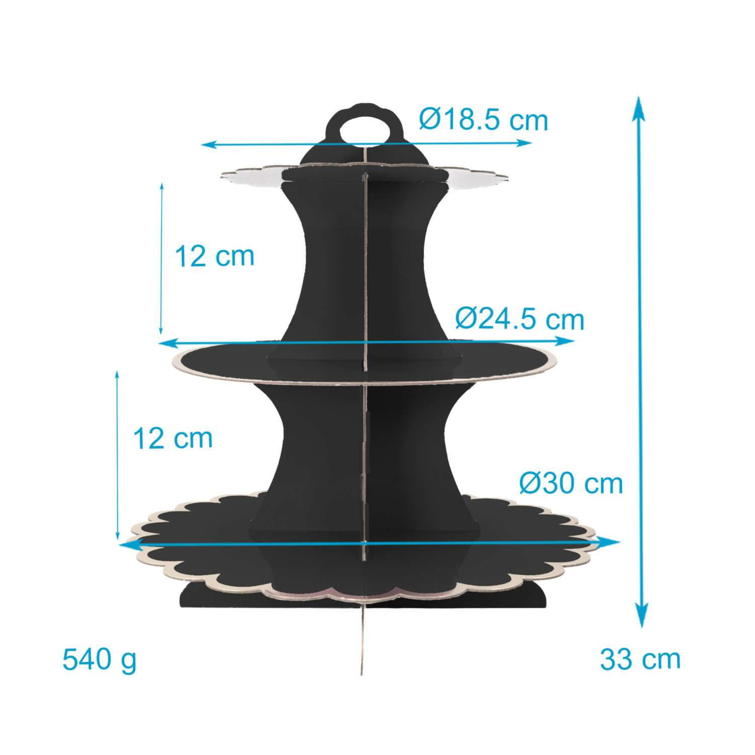TORTENSTÄNDER aus Karton - Schwarz, Kunststoff (30/33/30cm) - Intirilife