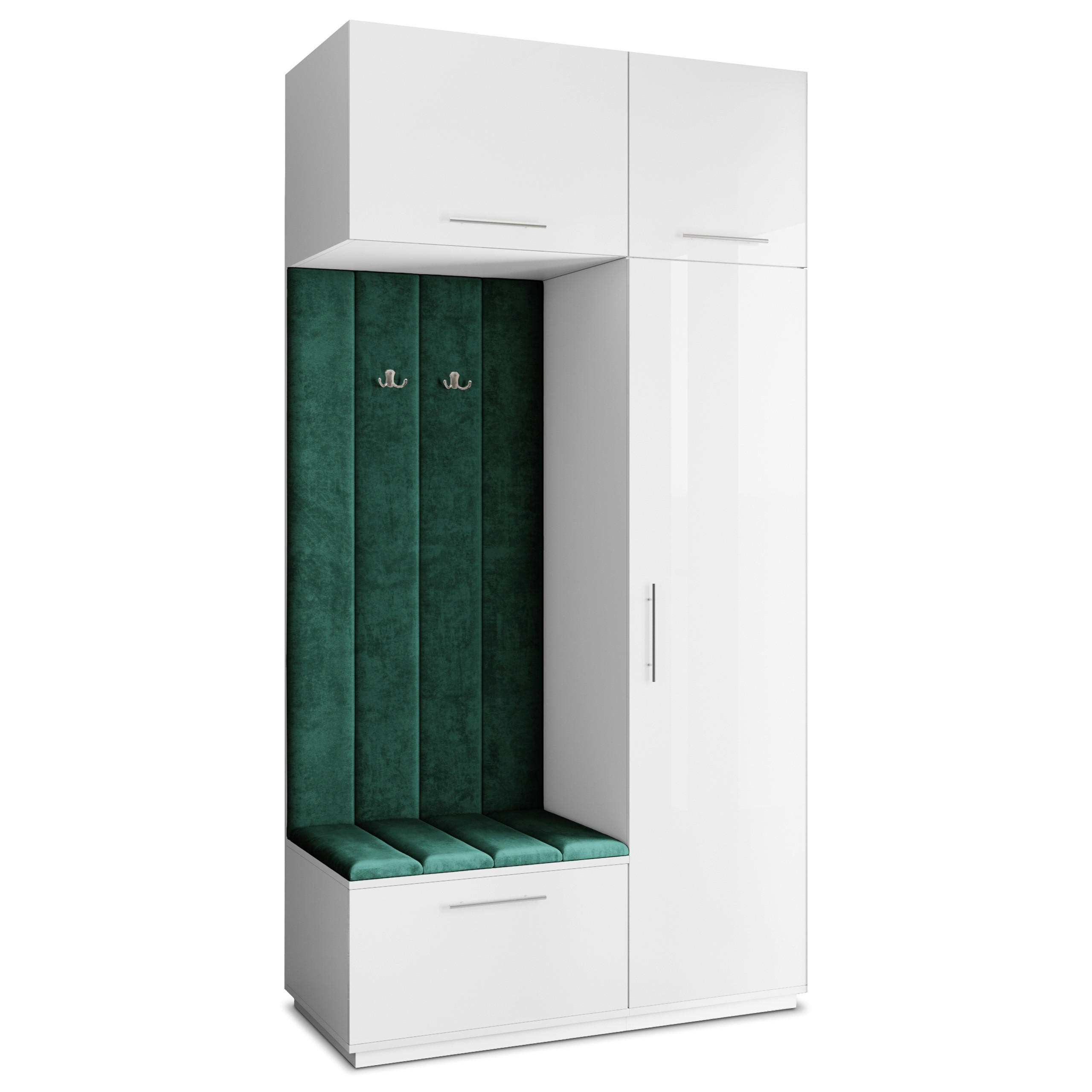 GARDEROBENSCHRANK REMA 120/240/60 cm Modern Garderobe-Set Weiß - Weiß/Grün, Holzwerkstoff (120/240/60cm) - MASSENO