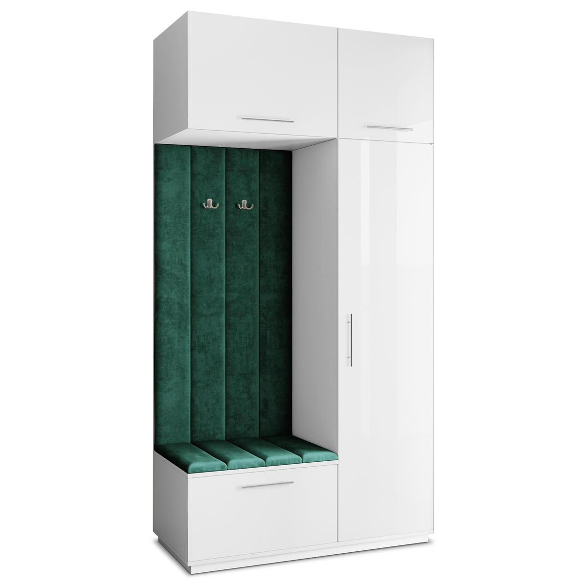 GARDEROBENSCHRANK REMA 120/240/60 cm Modern Garderobe-Set Weiß - Weiß/Grün, Holzwerkstoff (120/240/60cm) - MASSENO