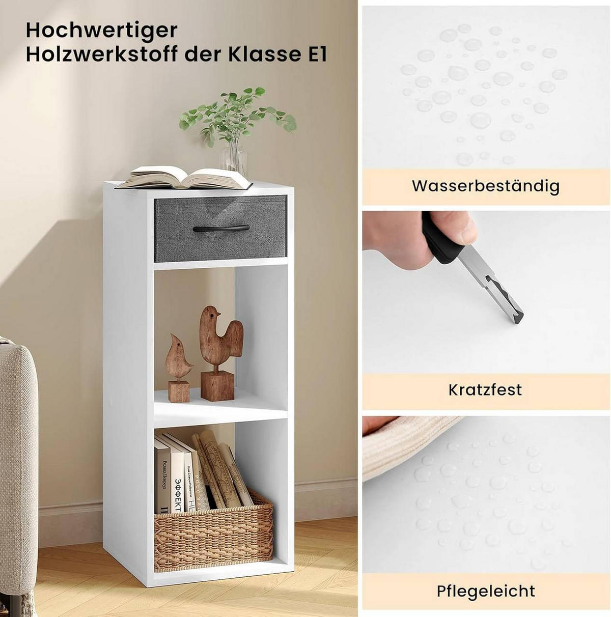 BÜCHERREGAL mit 3 Ebenen, 32.4x80x30 cm, Weiß - Weiß, Holzwerkstoff/Textil (32.4/80/30cm) - Woltu