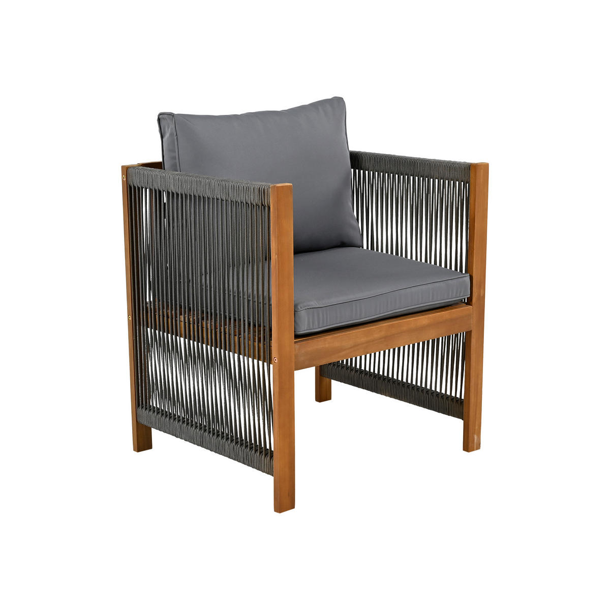 ESSGRUPPE 6-tlg. Grau 3er-Sofa 2 Einzelsofas 2 Hocker - Grau, Textil - FLIEKS