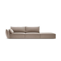 RECHTES-SOFA Kaelle aus Samt cappuccino 4 Sitzplätze - Cappuccino, Textil (110/85/264cm) - Micadoni