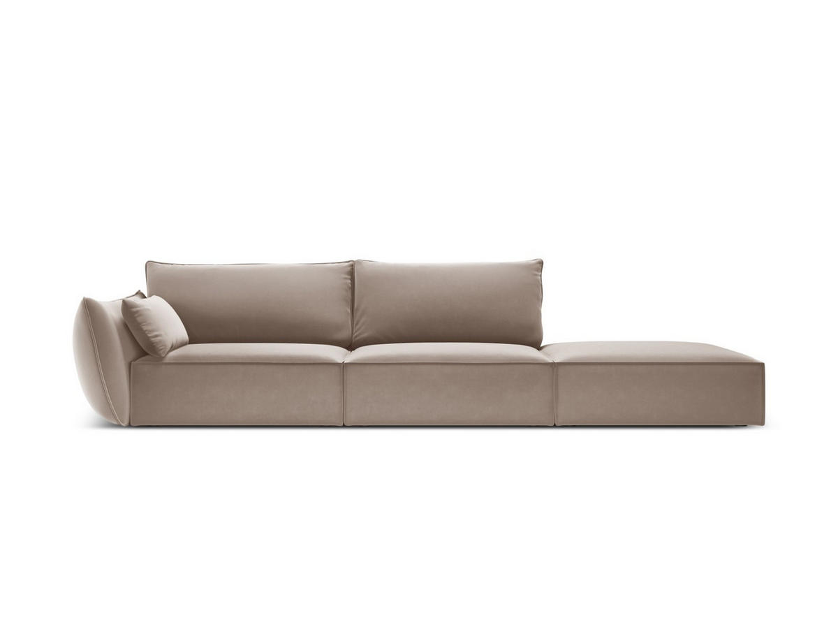 RECHTES-SOFA Kaelle aus Samt cappuccino 4 Sitzplätze - Cappuccino, Textil (110/85/264cm) - Micadoni