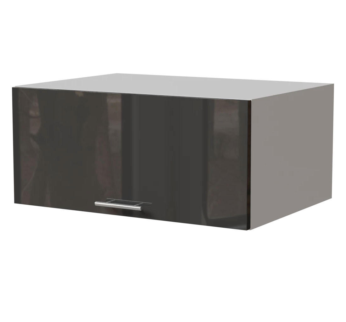 AUFSATZSCHRANK Essen W6B/80 Graphit Hochglanz / Weiß Matt 80 / 59 / 36cm - Graphitfarben/Weiß, Holz/Holzwerkstoff (80/36/59cm) - Feldmann-Wohnen