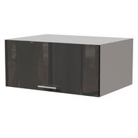 AUFSATZSCHRANK Essen W6B/80 Graphit Hochglanz / Weiß Matt 80 / 59 / 36cm - Graphitfarben/Weiß, Holz/Holzwerkstoff (80/36/59cm) - Feldmann-Wohnen