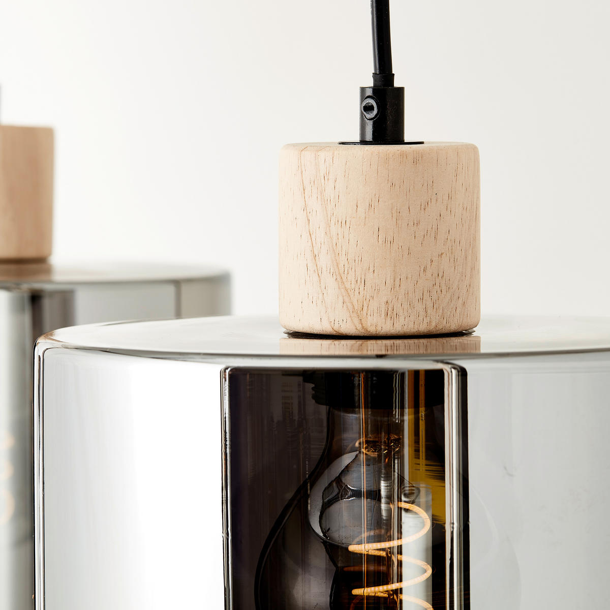 PENDELLEUCHTE Weald 99895/93 - Schwarz, Holz (20/90/120cm) - Brilliant