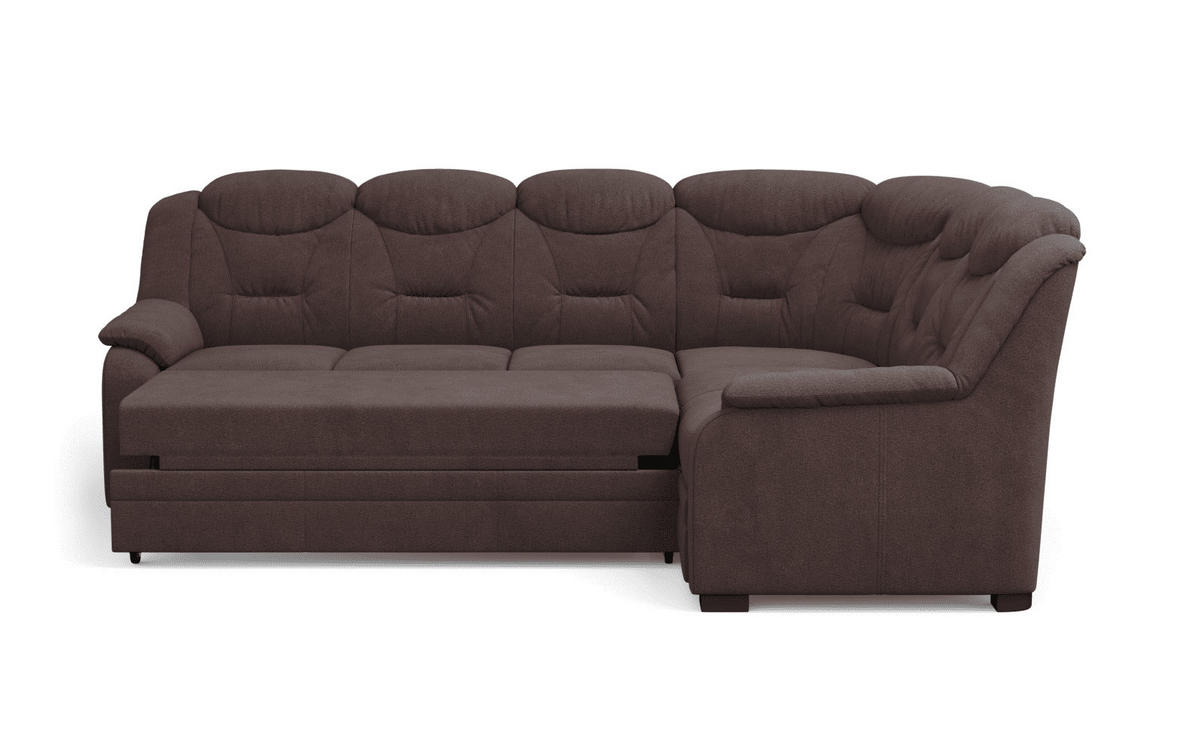 ECKSOFA mit Schlaffunktion und Bettkasten – weiches Chenille-Gewebe - Rotbraun/Dunkelbraun, Holz/Kunststoff (211/263cm) - Cotta