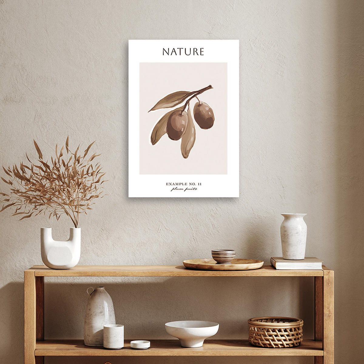 WANDBILD pflaumenfrucht natur - Beige, Textil (40/60cm) - Feeby