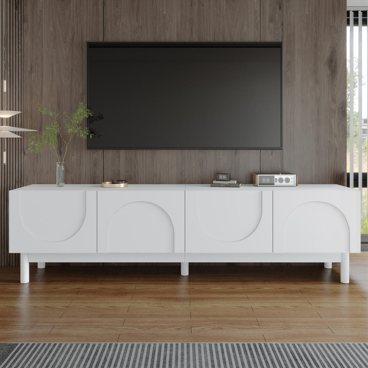 TV-SCHRANK mit 4 Türen 169 x 34 x 45,5 cm Weiß - Weiß, Holzwerkstoff (35/45.5/169cm) - Beauniv