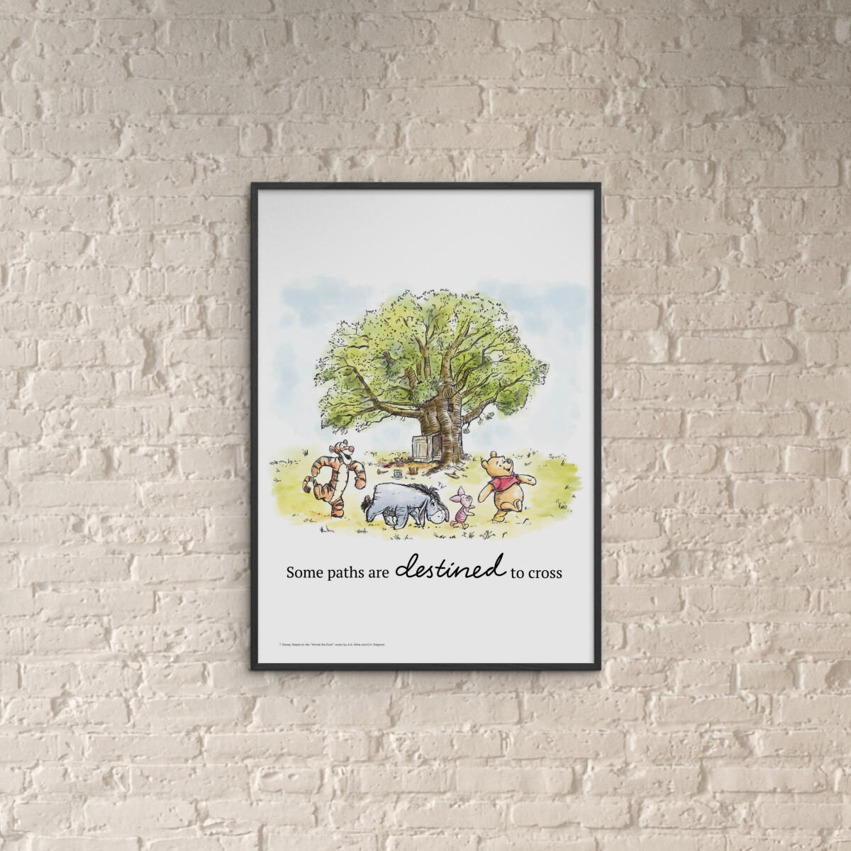 POSTER mit Rahmen Disney - Winnie the Pooh - Tree Gathering Print - Multicolor/Schwarz, Holz/Papier (50/70cm) - Poster&Frame