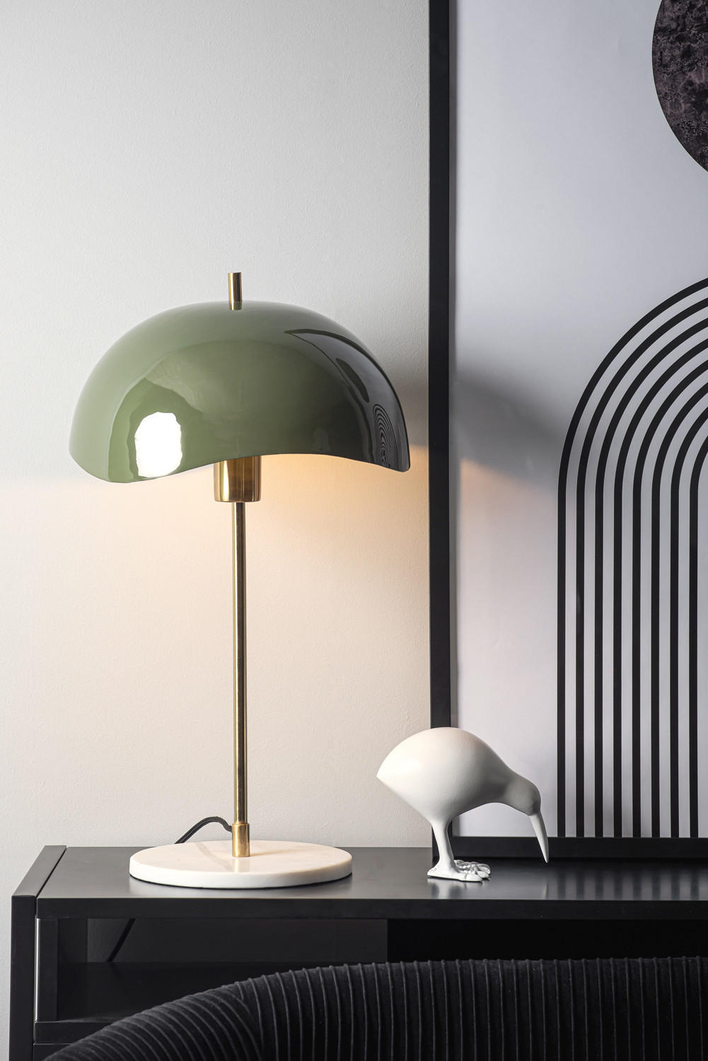 TISCHLAMPE Waved Dome 30/30/56 cm - Grün, Metall (30/30/56cm) - Leitmotiv