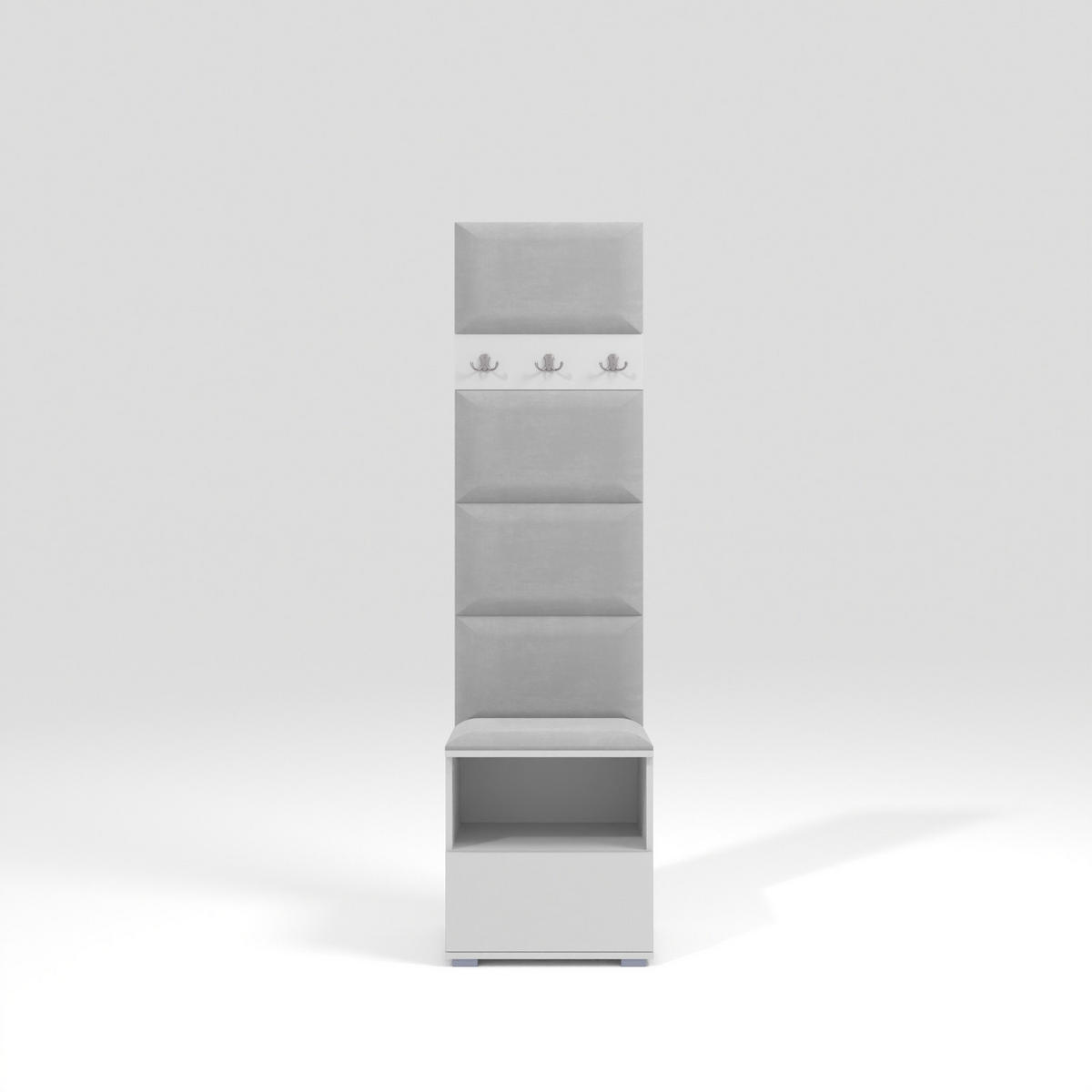 GARDEROBEN-SET Nela IV mit gepolsterten Paneelen 50/187/40 - Silberfarben/Weiß, Holzwerkstoff/Kunststoff (50/187/40cm)