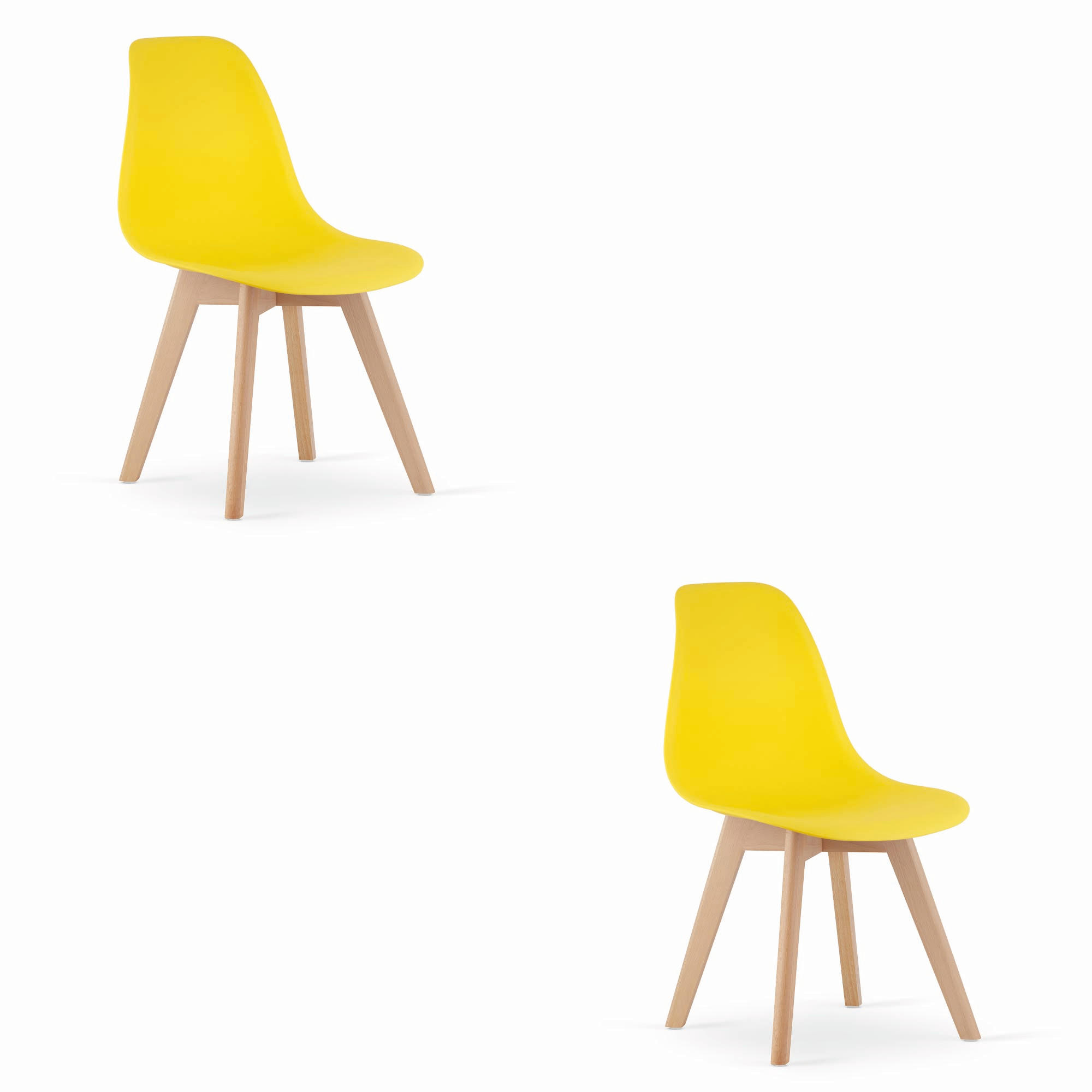ESSZIMMERSTUHL 2-er Set KITO gelber Sitz, natürliche Beine - Gelb/Naturfarben, Kunststoff (46/80/54.5cm) - Valora