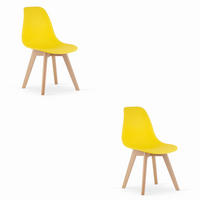 ESSZIMMERSTUHL 2-er Set KITO gelber Sitz, natürliche Beine - Gelb/Naturfarben, Kunststoff (46/80/54.5cm) - Valora