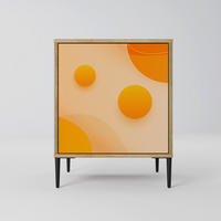 SIDEBOARD ORANGE ARRANGEMENT, Eichefarben, 57,5x42x72,5 cm, Schwarze Metallfüße - Eichefarben/Multicolor, Holzwerkstoff/Metall (57.5/72.5/42cm) - SpaceRebels
