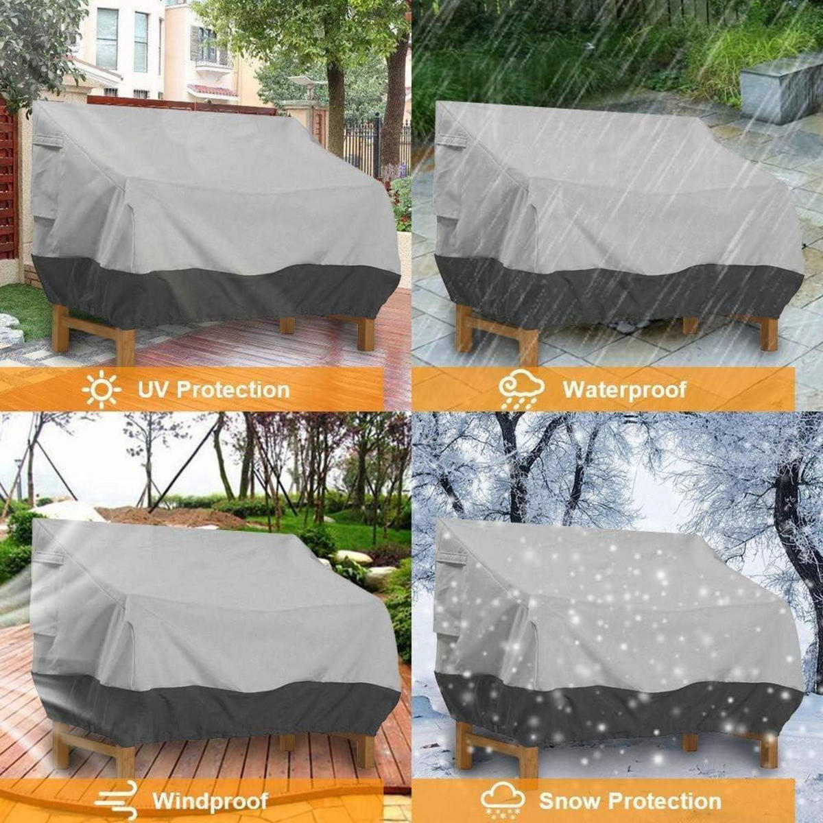 GARTENBANK Abdeckung 2 Sitzer 147 x 83 x 79 cm Schwarzgrau - Multicolor, Textil (147/83/79cm)