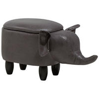 TIERHOCKER Elephant 32/70/35 cm - Grau, Kunststoff/Textil (70/35/32cm) - Beliani