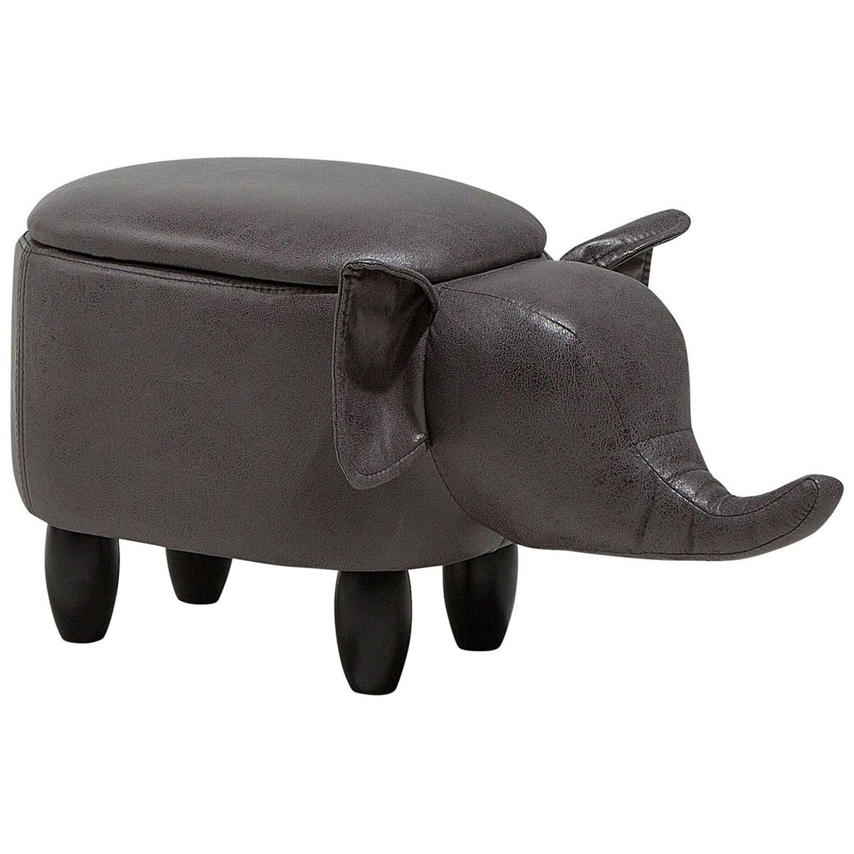 TIERHOCKER Elephant 32/70/35 cm - Grau, Kunststoff/Textil (70/35/32cm) - Beliani