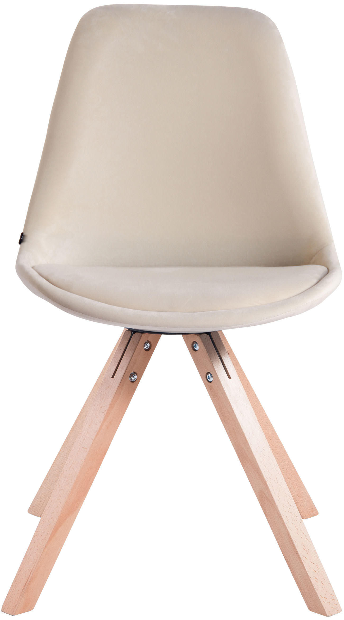 STUHL Samt creme - Eukalyptusholzfarben/Creme, Holz/Textil (48/84/56cm) - CLP