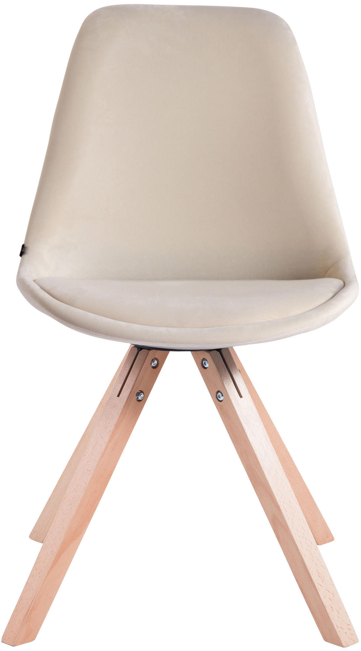 STUHL Samt creme - Eukalyptusholzfarben/Creme, Holz/Textil (48/84/56cm) - CLP