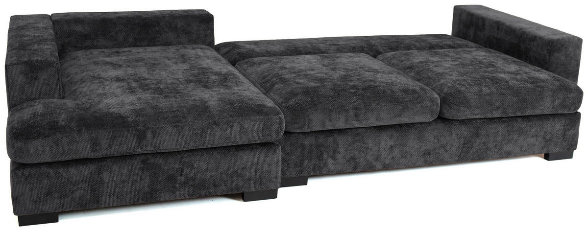 ECKSOFA Dahlia mit Schlaffunktion und Bettkasten in L-Form Links - Anthrazit Chenille 285/92/155 cm - Anthrazit/Schwarz, Kunststoff/Textil (285/155cm) - WFL GROUP