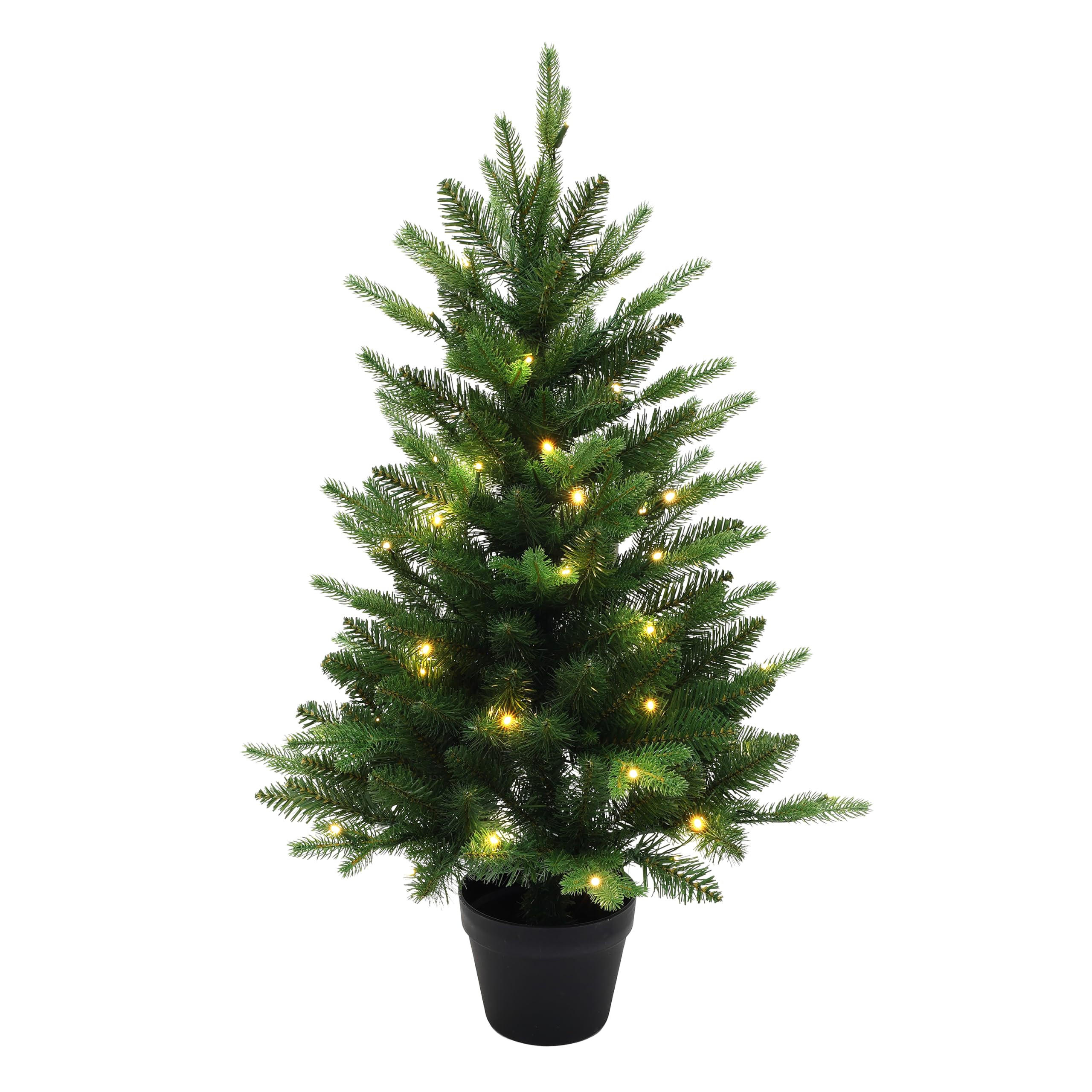 KÜNSTLICHER Weihnachtsbaum 90 cm mit Beleuchtung und Timer - Grün, Kunststoff (93cm) - Hometopia