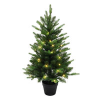KÜNSTLICHER Weihnachtsbaum 90 cm mit Beleuchtung und Timer - Grün, Kunststoff (93cm) - Hometopia