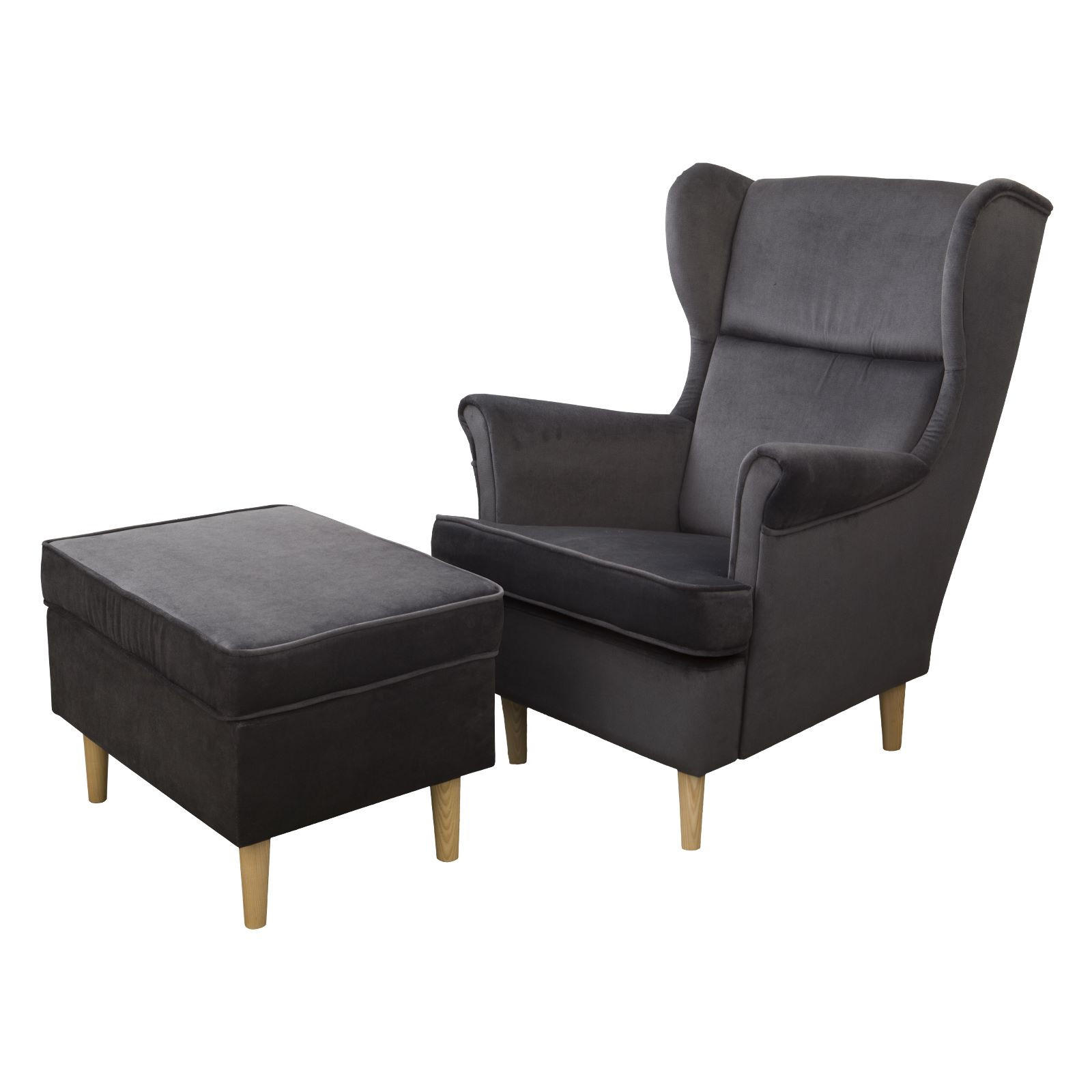 OHRENSESSEL mit Hocker Teramo 72x102 cm, grau - Grau, Kunststoff (140/102/63cm) - Margaret Hadas24